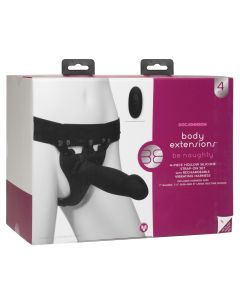 Body Extensions Be Naughty Vibrating 4 Piece Strap On Set - Black